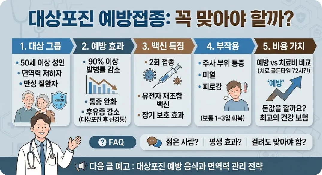 대상포진 예방접종 효과 및 정보 총정리 인포그래픽