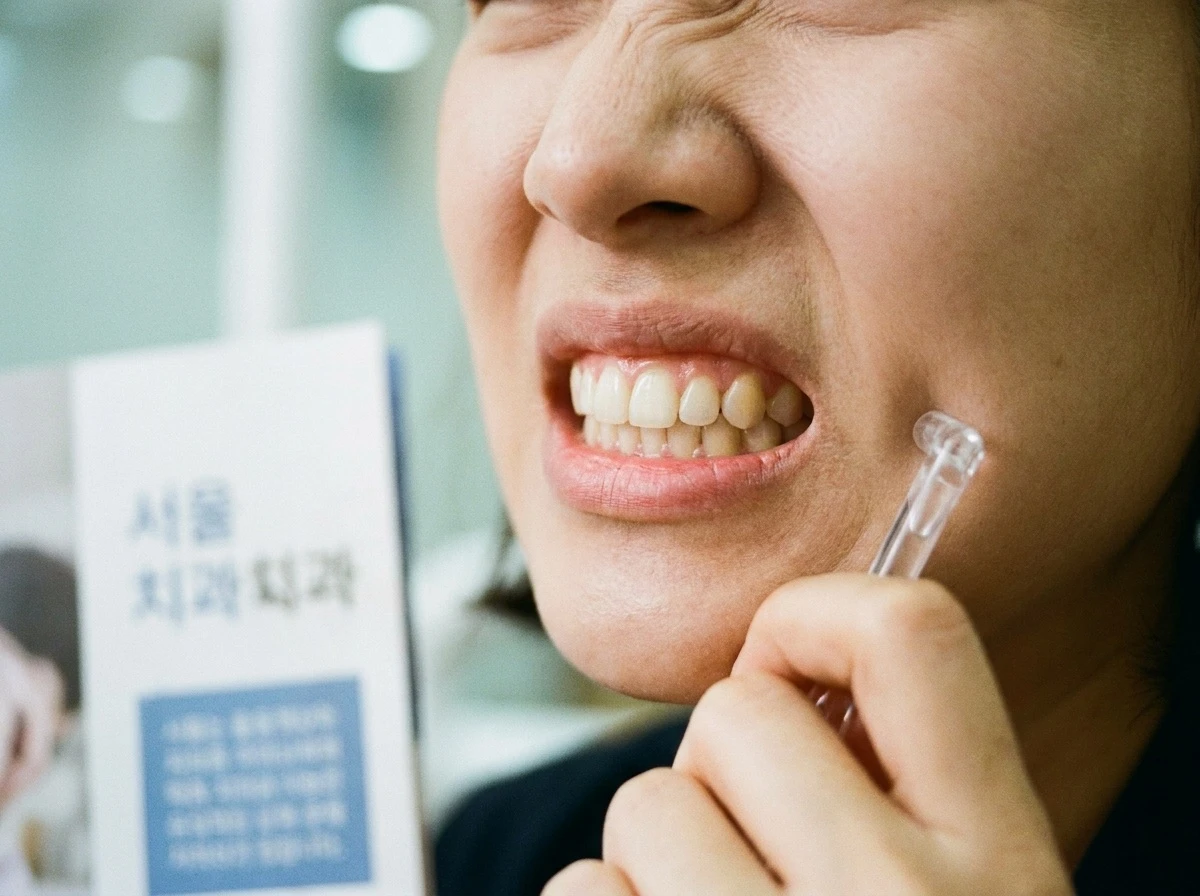 잇몸 질환을 의심할 수 있는 치아와 잇몸 클로즈업