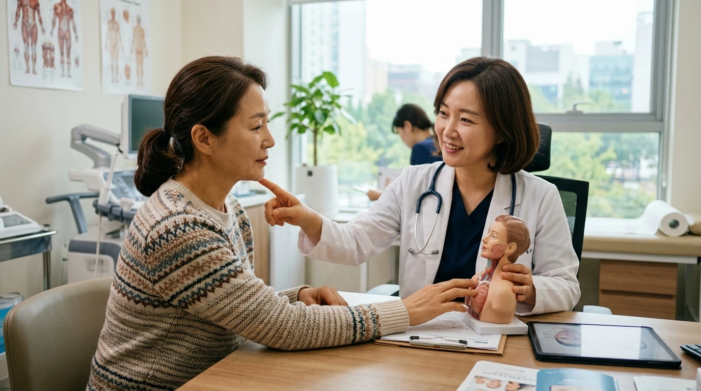 얼굴과 복부 변화 상담 장면