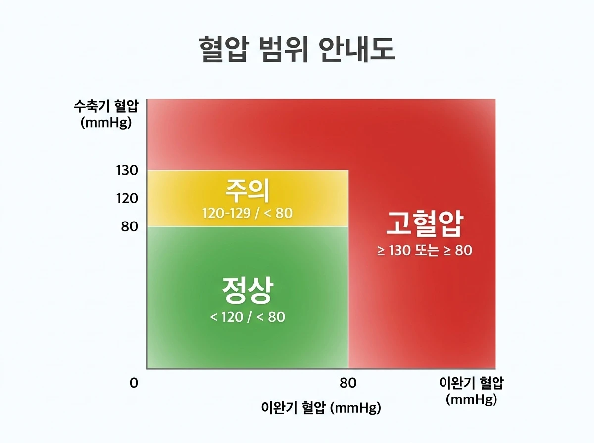 정상 혈압 기준을 보여주는 인포그래픽