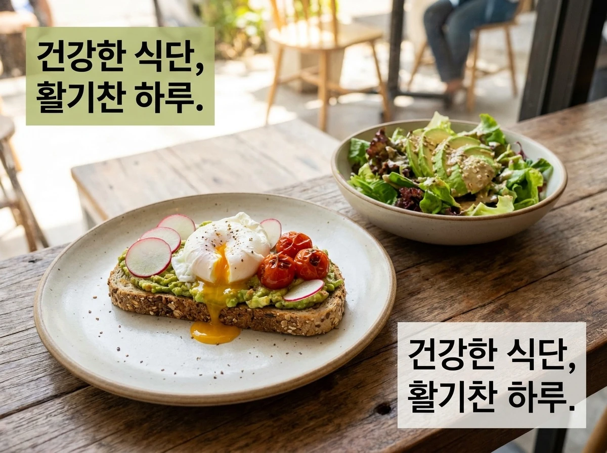 아보카도 토스트와 샐러드