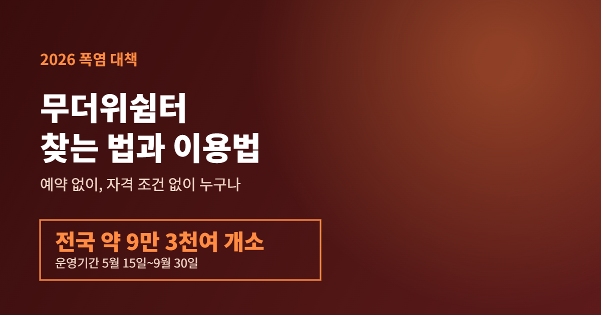 무더위쉼터 찾는 법과 이용법 안내 배너, 전국 9만3천여 개소
